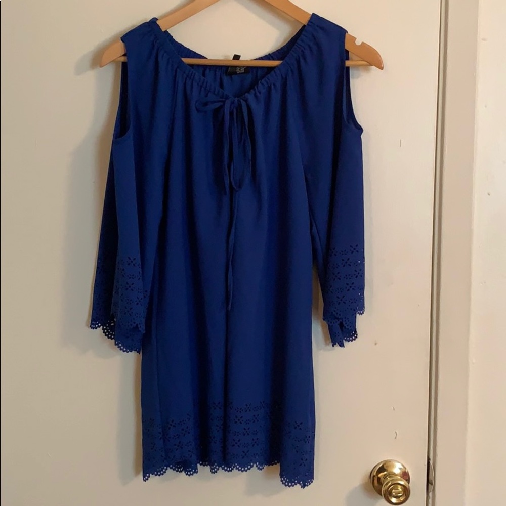 blue cold shoulder top